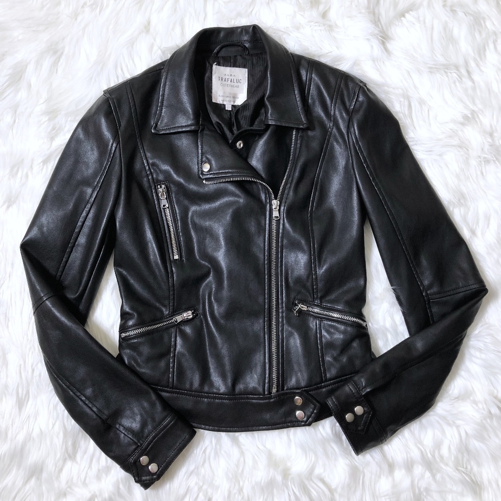 π Zara Trafaluc Women's Moto Leather Jacket! - Picture 7 of 7